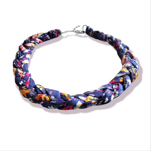 ZAD Jewelry - ZAD New Blue Braided Fabric Choker Adjustable Boho Necklace